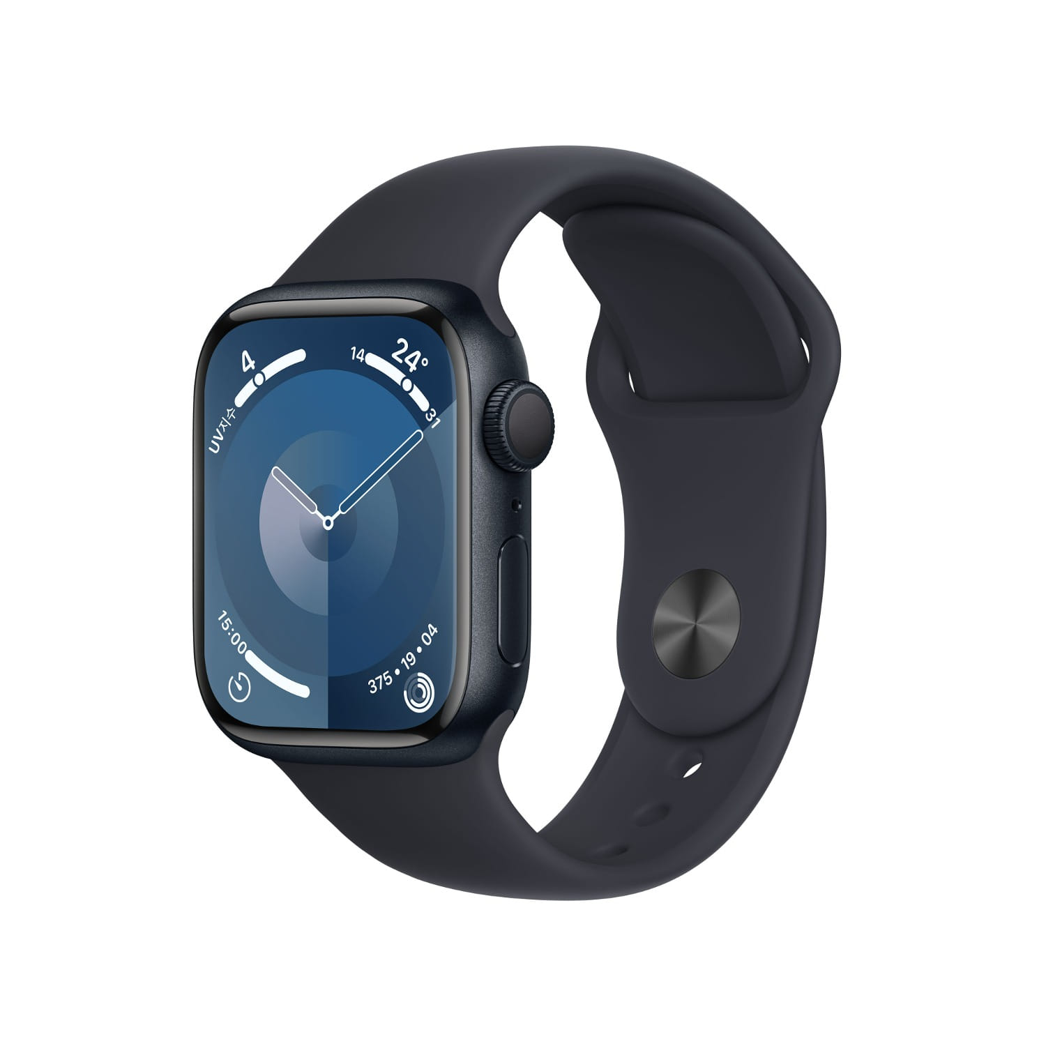 Apple Watch Series 9 GPS 41mm 미드나이트 알루미늄 케이스, 미드나이트 스포츠 밴드 - S/M * MR8W3KH/A
