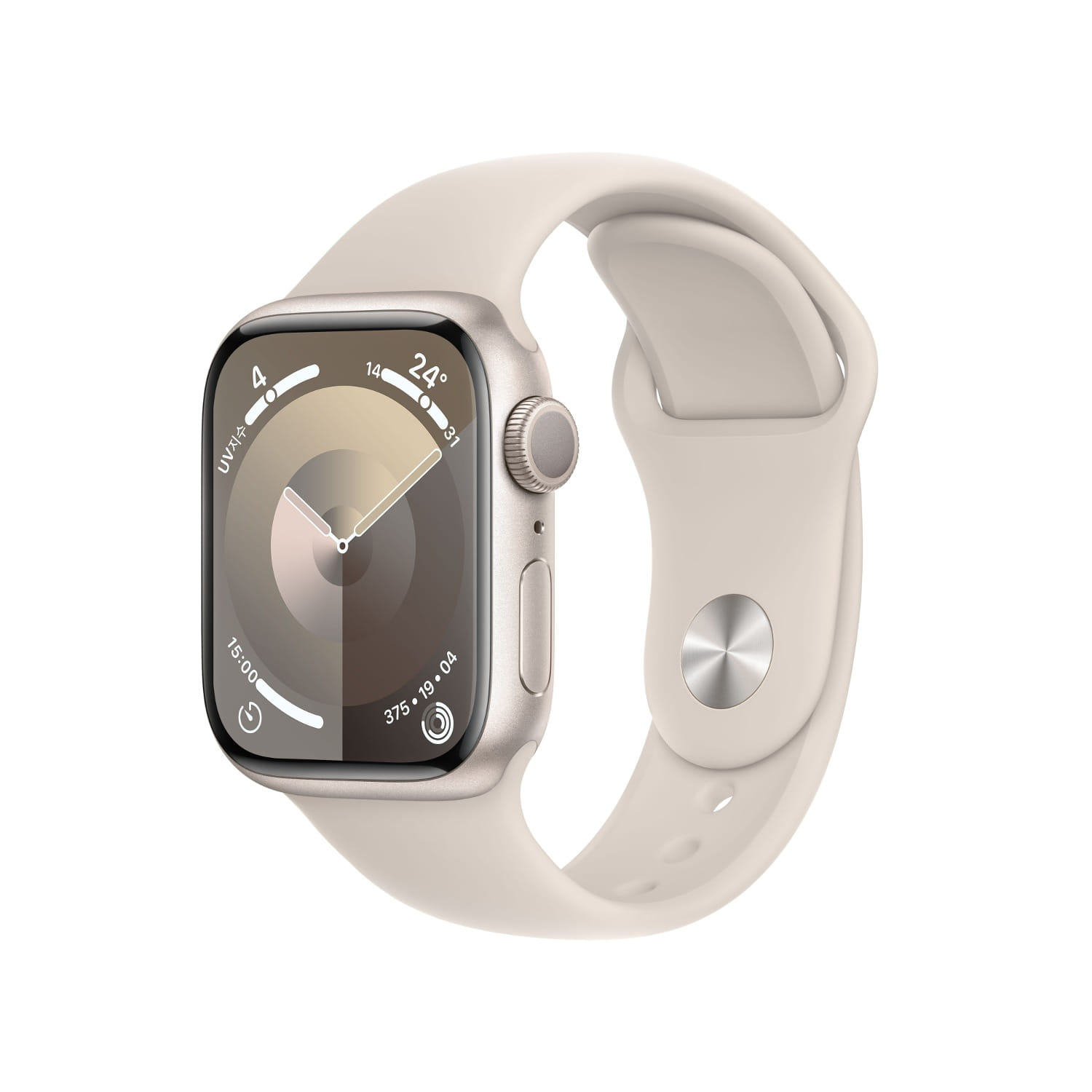 Apple Watch Series 9 GPS 41mm 스타라이트 알루미늄 케이스, 스타라이트 스포츠 밴드 - M/L * MR8U3KH/A