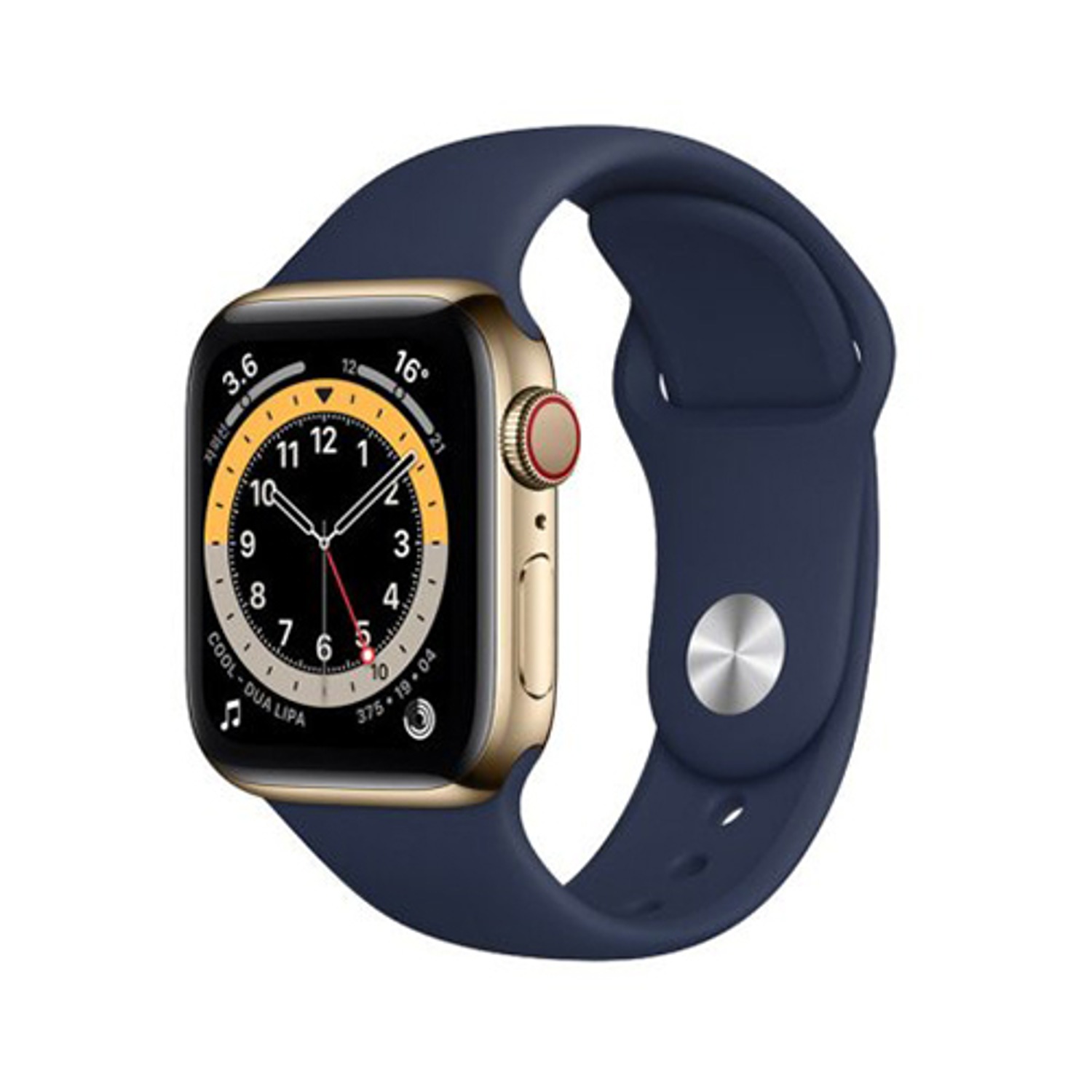 Apple Watch S6 Cellular 40mm 골드 스테인리스 케이스, 딥네이비 스포츠 밴드 * MJXM3KH/A