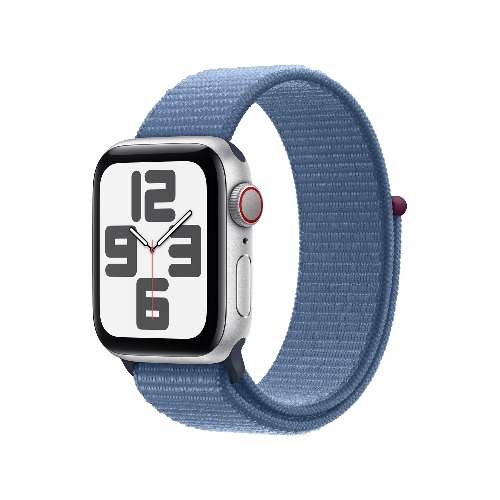 Apple Watch SE GPS + Cellular 40mm 실버 알루미늄 케이스, 윈터 블루 스포츠 루프 * MRGQ3KH/A