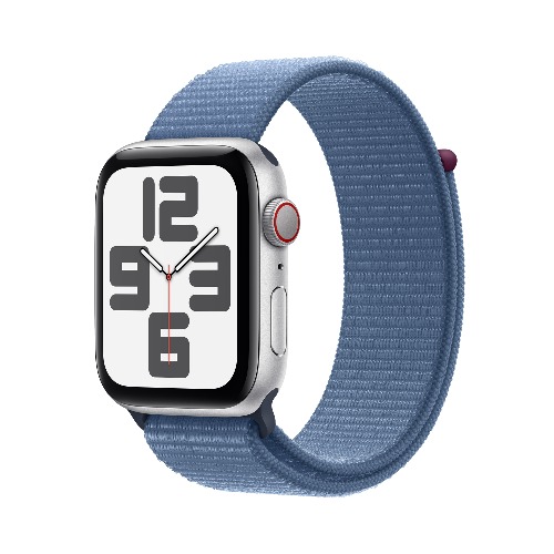 Apple Watch SE GPS + Cellular 44mm 실버 알루미늄 케이스, 윈터 블루 스포츠 루프 * MRHM3KH/A