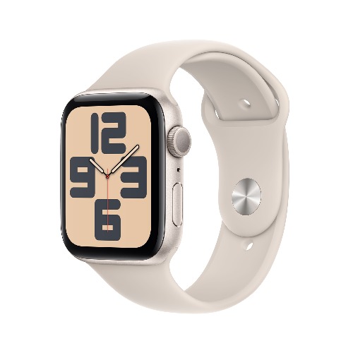 Apple Watch SE GPS 44mm 스타라이트 알루미늄 케이스, 스타라이트 스포츠 밴드 - S/M * MRE43KH/A