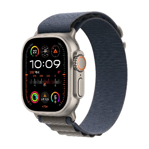 Apple Watch Ultra 2 GPS + Cellular 49mm 티타늄 케이스, 블루 알파인 루프 - S * MREK3KH/A
