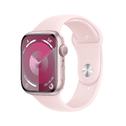 Apple Watch Series 9 GPS 45mm 핑크 알루미늄 케이스, 라이트 핑크 스포츠 밴드 - S/M * MR9G3KH/A