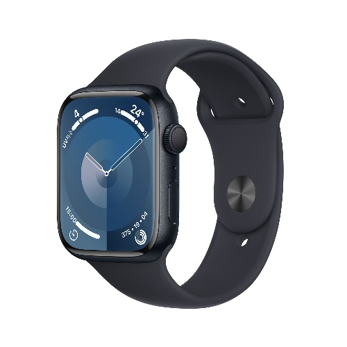 Apple Watch Series 9 GPS 45mm 미드나이트 알루미늄 케이스, 미드나이트 스포츠 밴드 - S/M * MR993KH/A
