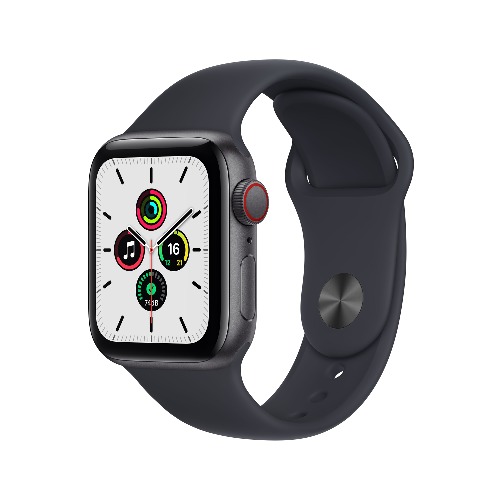 Apple Watch SE Cellular 40mm 스페이스 그레이 알루미늄 케이스, 미드나이트 스포츠 밴드 * MKR23KH/A