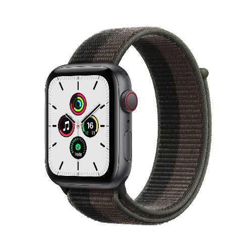 Apple Watch SE Cellular 44mm 스페이스 그레이 알루미늄 케이스, 토네이도 그레이 스포츠 루프 * MKT53KH/A